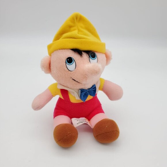 Pinocchio Plush Doll With Yellow Hat &‎ Red Overalls - 8" Tall Disney Stuffed - Picture 1 of 6